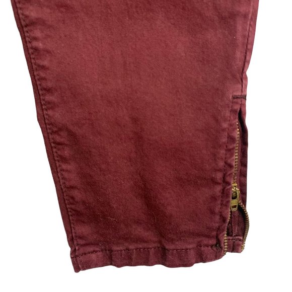 Zara Basics Ankle Zip Skinny Jeans 10 Maroon Red Jeggings Pockets Mid Rise - Picture 3 of 6